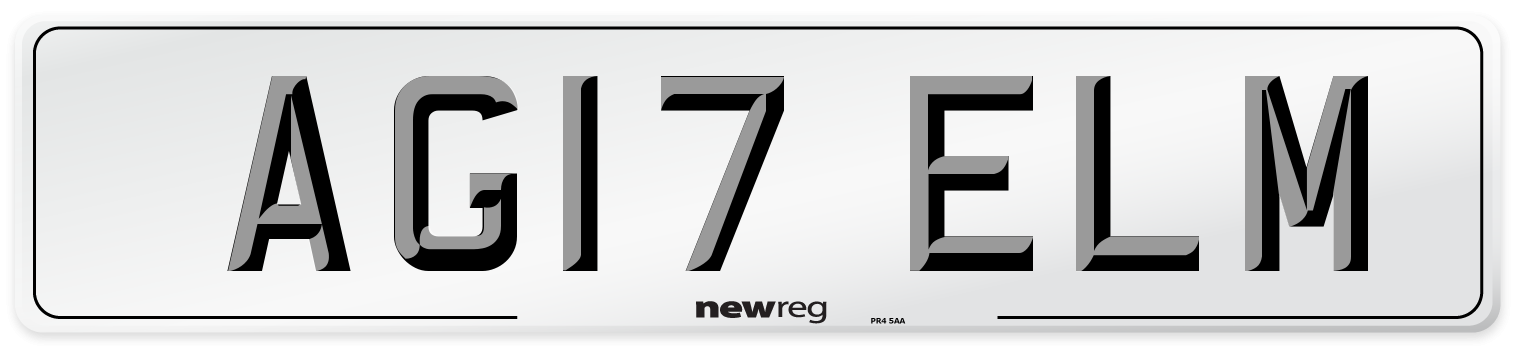 AG17 ELM Number Plate from New Reg